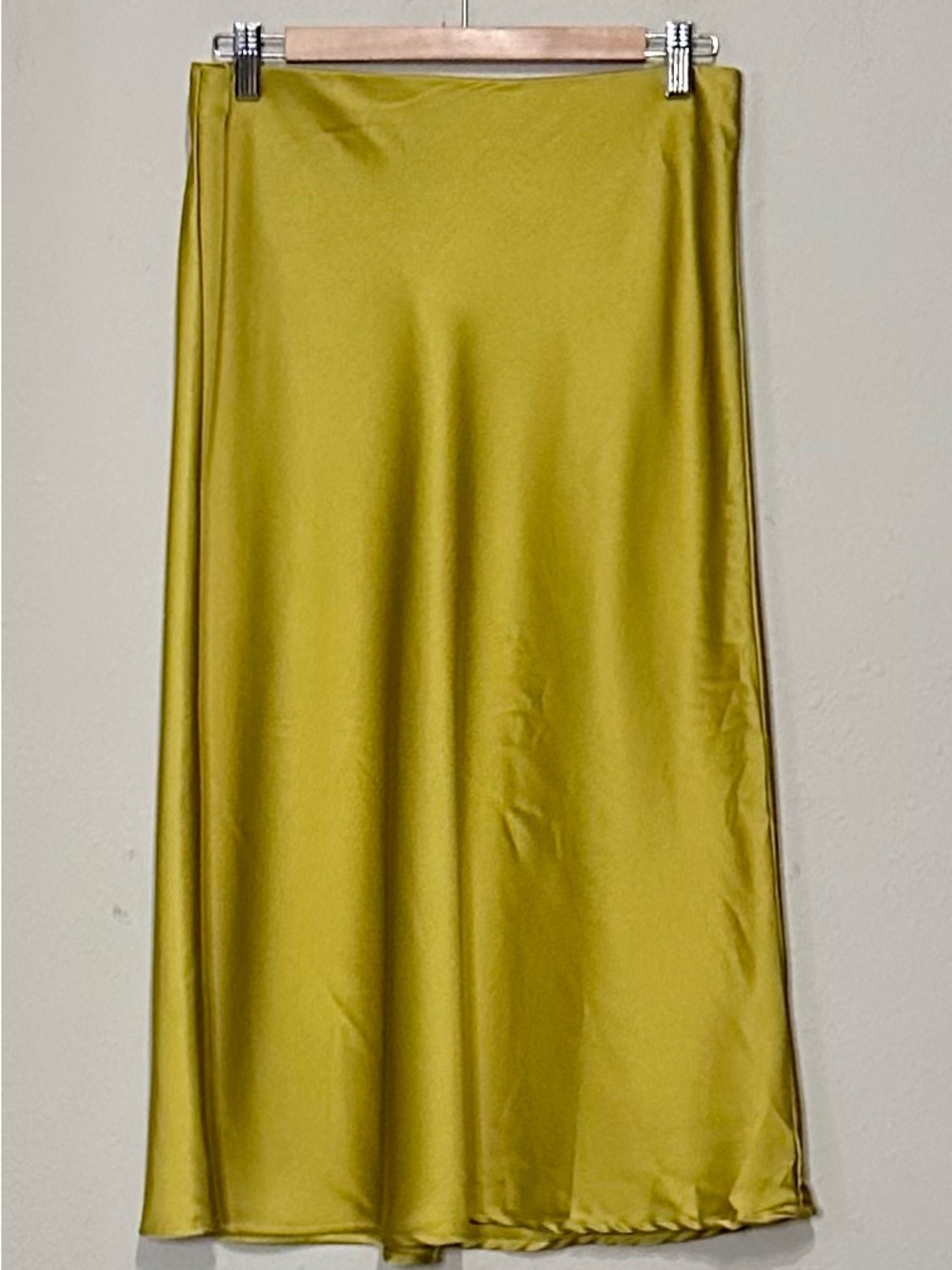 Rachel Zoe | chartreuse satin effect midi slip skirt
